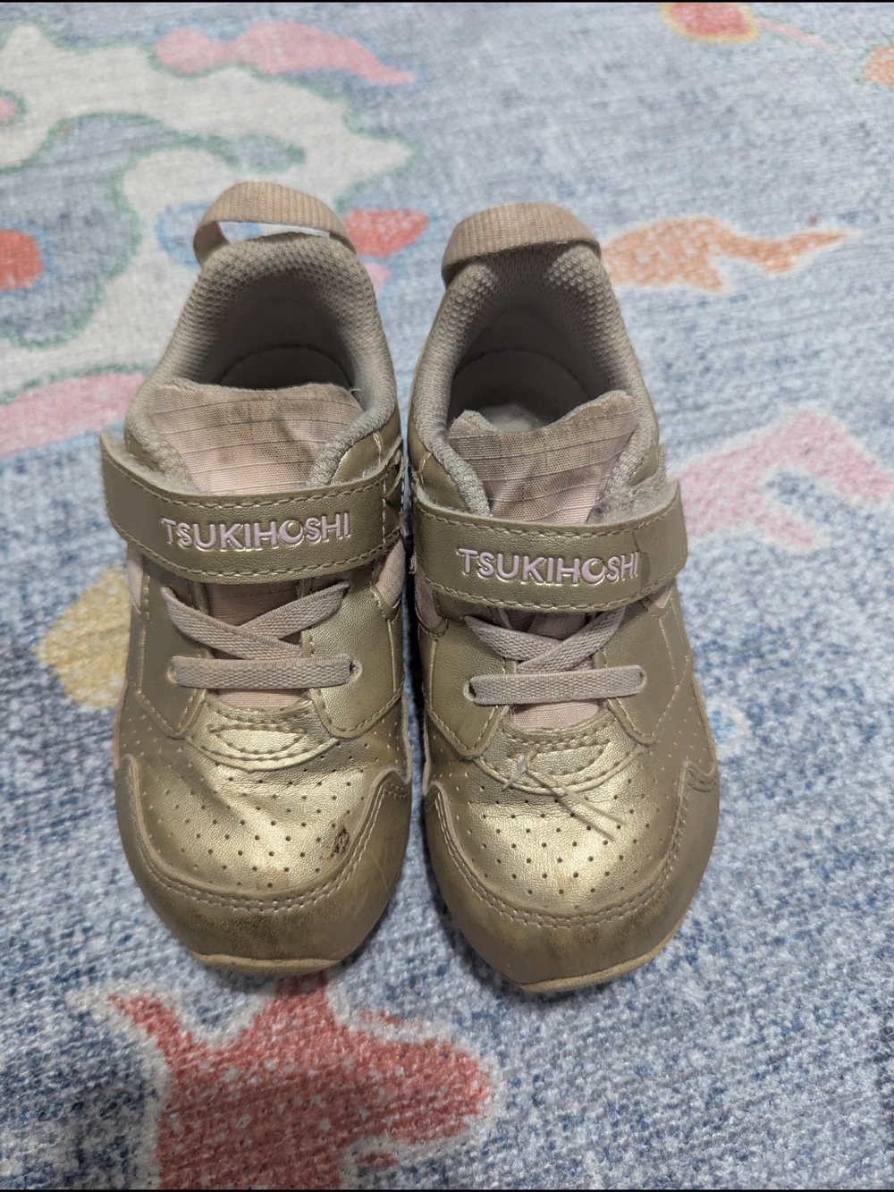 Tsukihoshi Kids' Metallic Gold Velcro Sneakers size 8